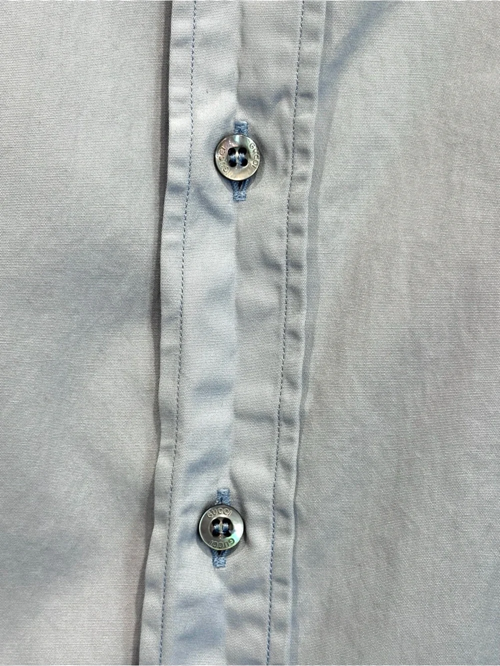 GUCCI MEN’S FITTED SKY BLUE 100% COTTON BUTTON UP DRESS SHIRT
